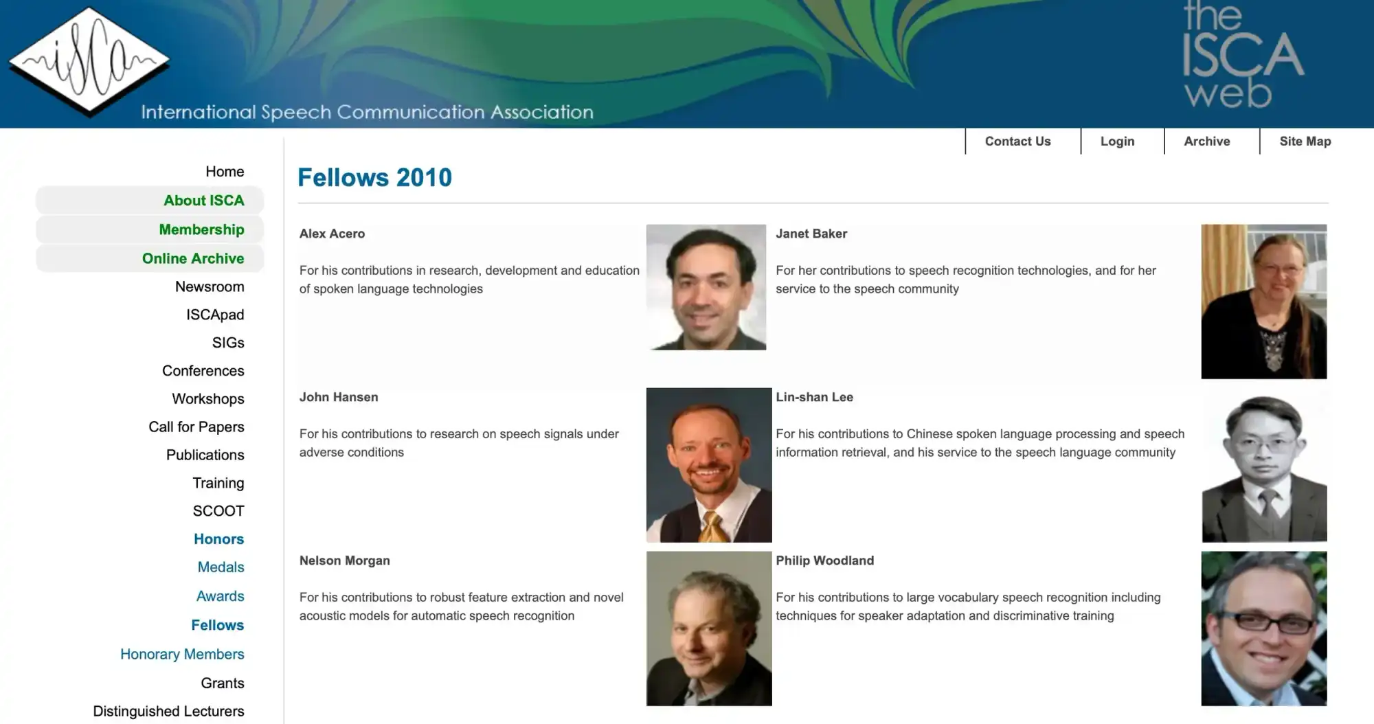這是 ISCA 網頁上的 2010 選出的 6 位 Fellow 介紹。